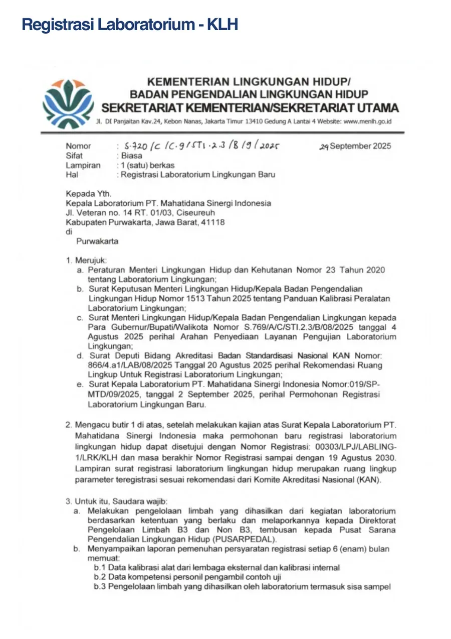 Dokumen registrasi laboratorium lingkungan